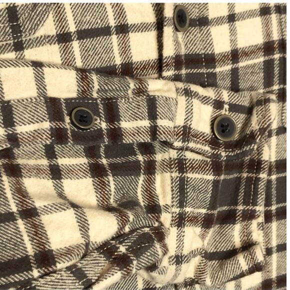 JACHS Heavyweight Tan Brown Plaid Flannel Shacket Men’s Medium - Picture 15 of 16